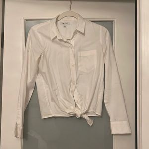 Madewell crop tie button down size XS